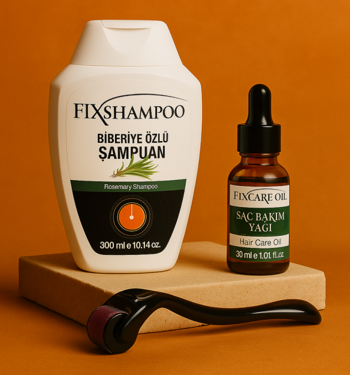 FixShampoo Biberiye Özlü Şampuan + FixCare Oil + FixRoll | Saç Dökülmesine Karşı Bitkisel Bakım Seti
